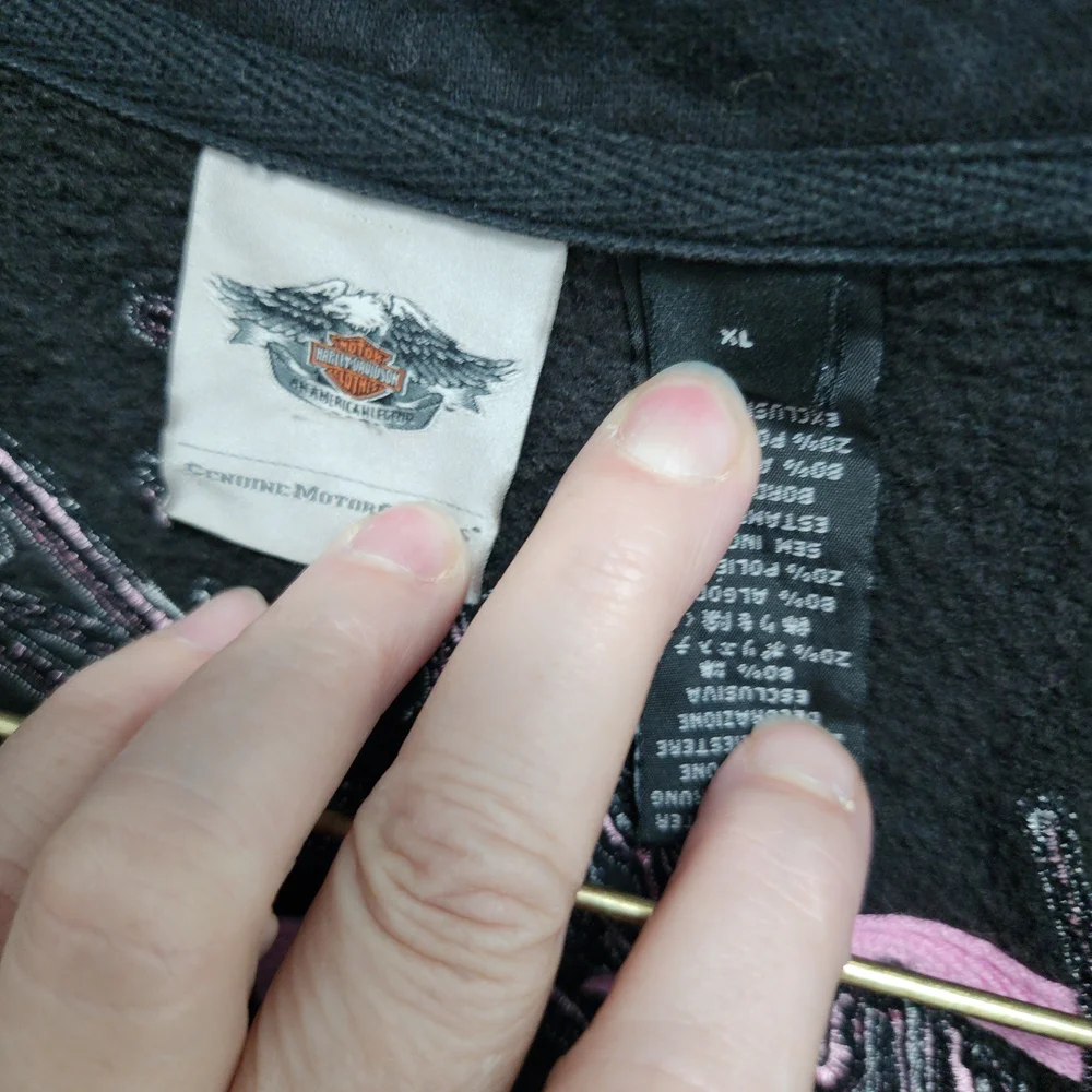 Assymetric Moto Rose Embroidered Harley Dsvidson Jacket XL - Picture 5 of 11